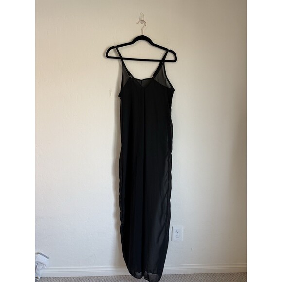 Womens Sheer Black Mesh Wide Leg Spaghetti Strap Jumpsuit Romper Festival Fall - Picture 1 of 7